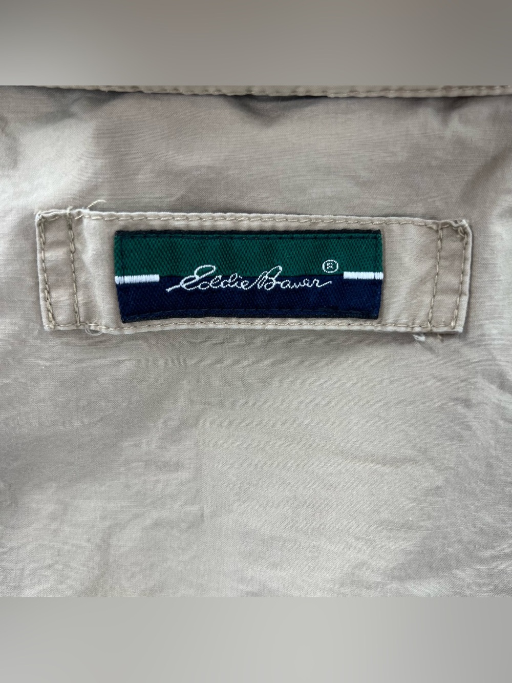 390 Eddie Bauer Large Khaki Vintage Lightweight Bomber Jacket - Picture 3 of 8